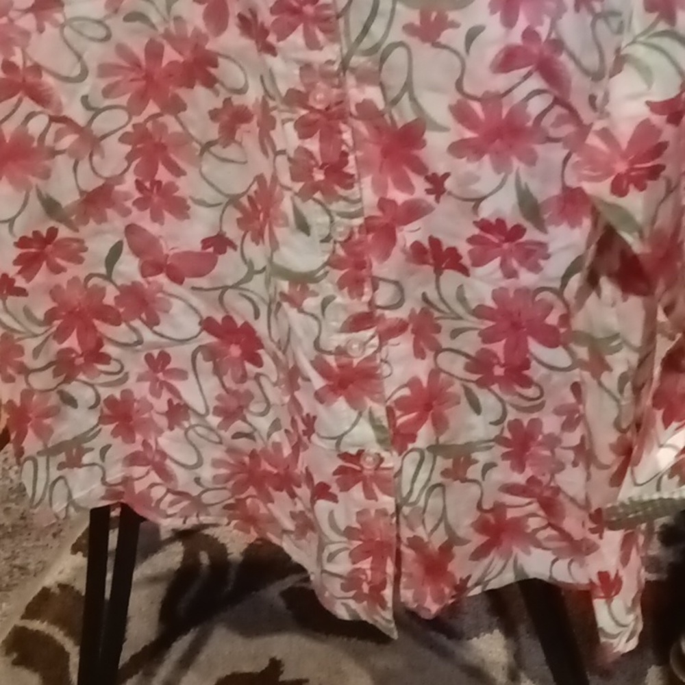 FINAL PRICE NWOT alfred dunner pink green & white floral print l/s blouse 16W - Picture 3 of 8